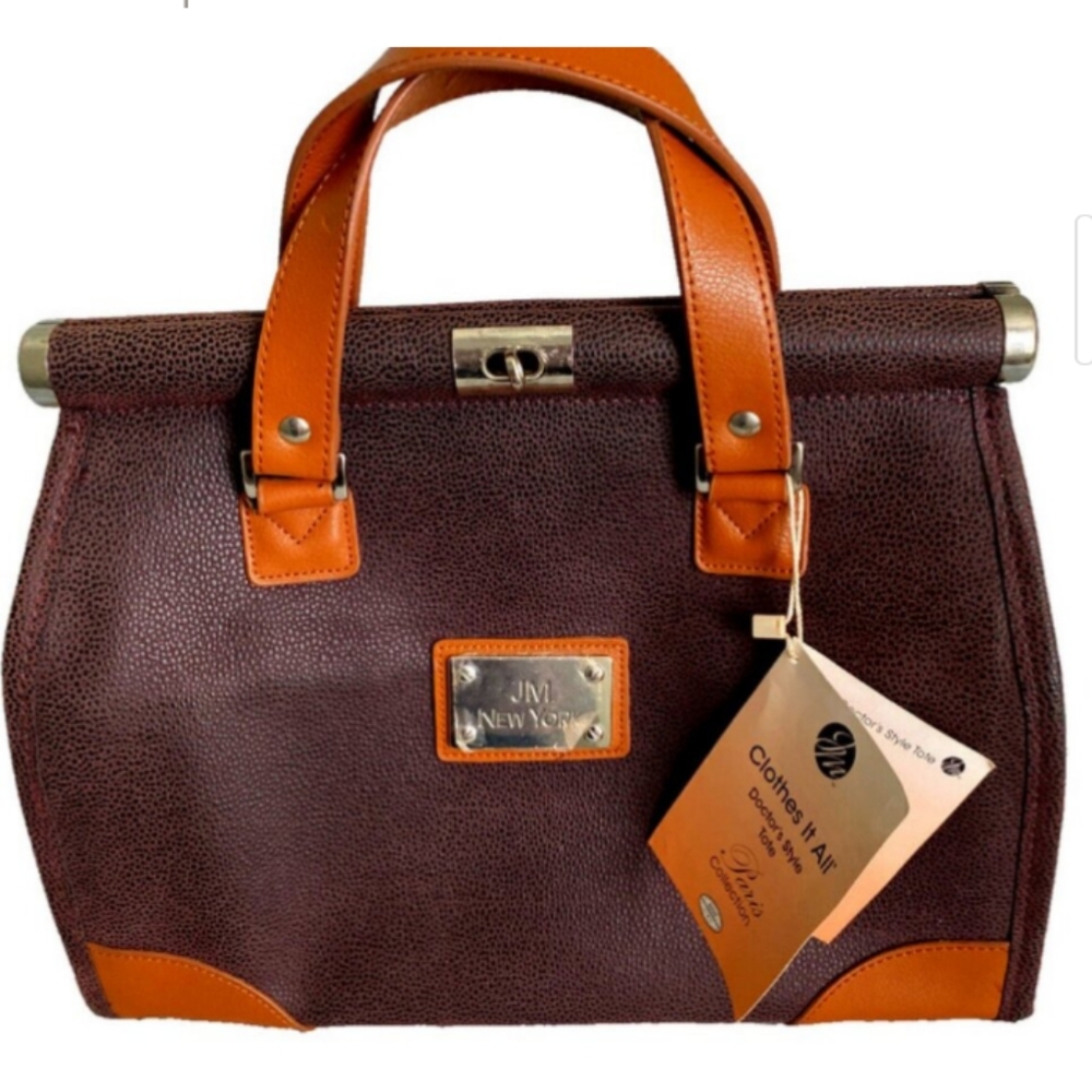 New Faux Suede w/ Genuine Leather Trimmed Tote